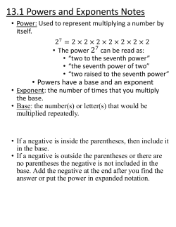 13.1 Powers and Exponents Notes