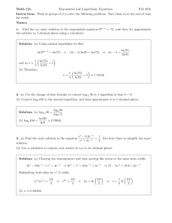 Math 121. Exponential and Logarithmic Equations Fall 2016