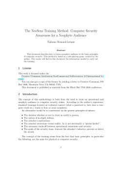 The NeoSens Training Method: Computer Security Awareness for a
