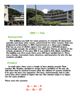 KMT 7 : Paki Background Problem 2y = -4x + 8 -3x + 9y = -27