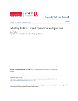 Military Justice: From Oxymoron to Aspiration