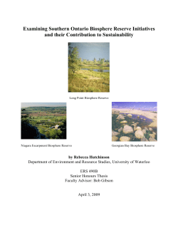 Examining Southern Ontario Biosphere Reserves and their