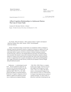 Affect-Cognition Relationships in Adolescent Diaries