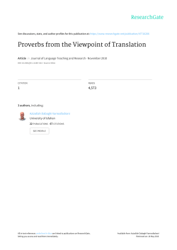 Proverbs from the Viewpoint of Translation
