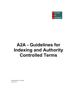 A2A - Guidelines for indexing and Authority Controlled Terms