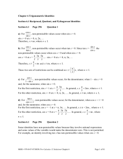 Chapter 4 Trigonometry and the Unit Circle