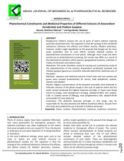 Phytochemical Constituents and Medicinal