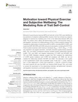 Motivation toward Physical Exercise and Subjective Wellbeing: The