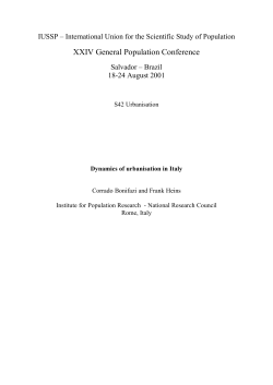 Dynamics of Urbanisation in Italy