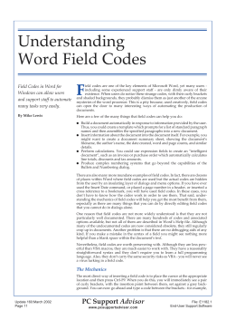 PCSA 160 - Understanding Word field codes