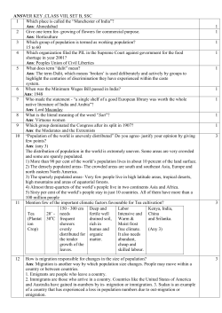 ANSWER KEY ,CLASS VIII, SET B, SSC 1 1. Which place is called