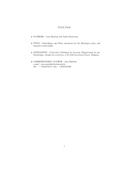 TITLE PAGE &bull; AUTHORS : Jean Mawhin and Andr&eacute; Ronveaux