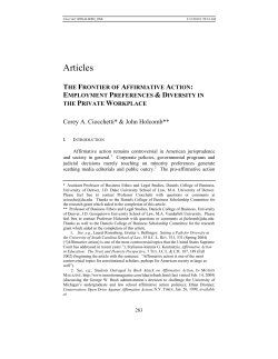 The Frontier Of Affirmative Action: Employment