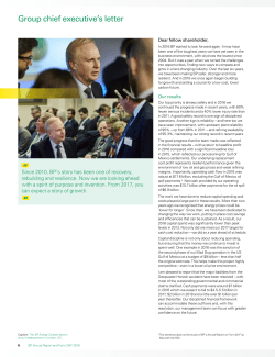 Group chief executive`s letter