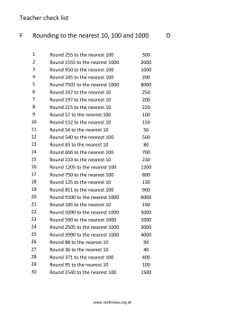 Teacher check list F Rounding to the nearest 10, 100