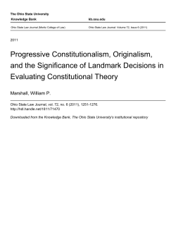 Progressive Constitutionalism, Originalism, and the Significance of