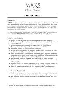 Code of Conduct - MAKS Ballet Studios