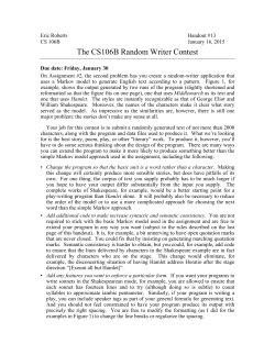 The CS106B Random Writer Contest