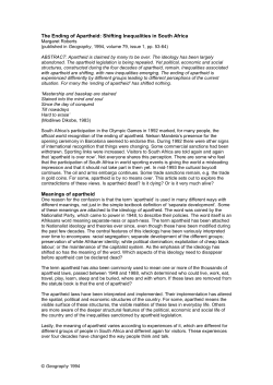 The Ending of Apartheid: Shifting Inequalities in South Africa