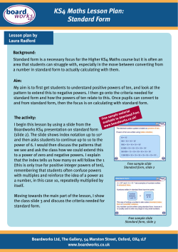 KS4 Maths Lesson Plan: Standard Form