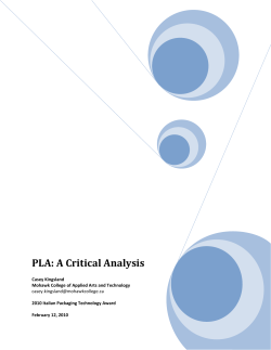 PLA: a Critical Analysis - Institute of Packaging Professionals