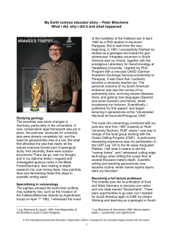 My Earth science educator story &ndash; Peter Bitschene What I did, why I