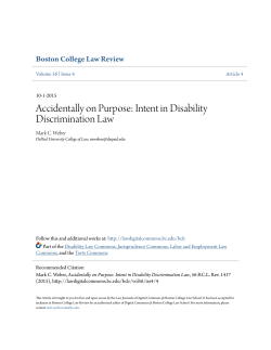 Accidentally on Purpose: Intent in Disability Discrimination Law