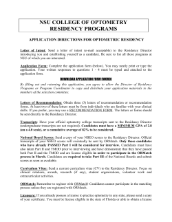 NSU College of Optometry Residency Programs Application Process