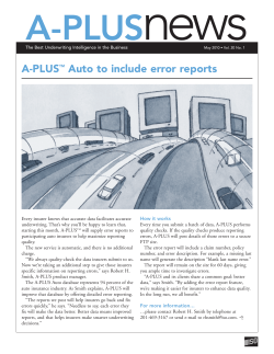 A-PLUSTM Auto to include error reports