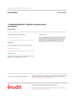 “As Regarding Rhythm”: Rhythm in Modern Poetry and