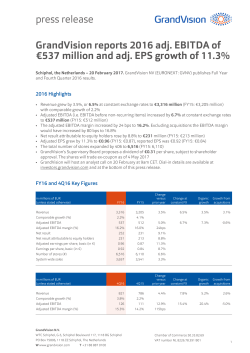 GrandVision reports 2016 adj. EBITDA of €537 million and adj. EPS