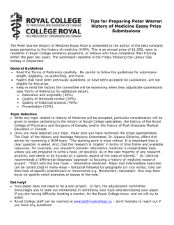 2017 Tips for Preparing Peter Warren History of Medicine Essay