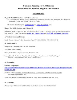 2017-2018 Summer Reading for AP/Honors: Social Studies