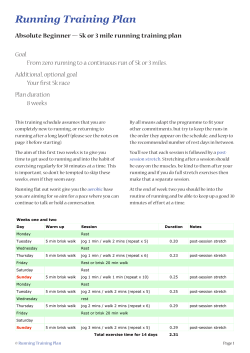 Absolute Beginner &mdash; 5k or 3 mile running training plan