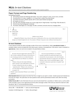 MLA: In-text Citations
