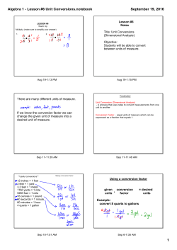 Algebra 1 - Lesson #6 Unit Conversions.notebook