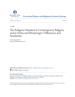 The Religious Situation in Contemporary Bulgaria, and in Serbia