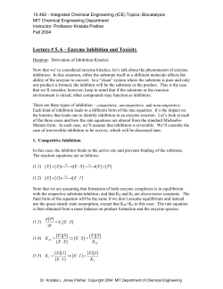 Lecture # 5, 6 &ndash; Enzyme Inhibition and Toxicity