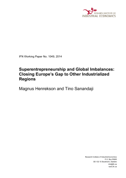 Superentrepreneurship and Global Imbalances: Closing Europe`s