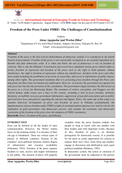 Freedom of the Press Under FDRE: The Challenges of