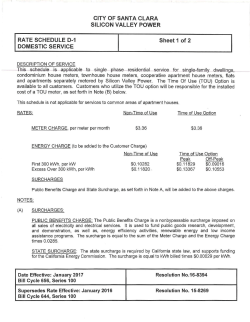D-1 Rate Schedule and Time of Use Rates