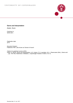 Copenhagen Studies in Genre