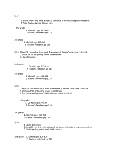 5/23 1. Read 30 min and write at least 3 sentences in Reader`s