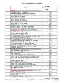 Commencement Pricing List
