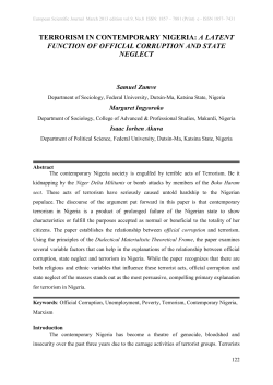 TERRORISM IN CONTEMPORARY NIGERIA: A LATENT