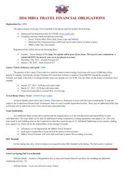 2016 MBSA TRAVEL FINANCIAL OBLIGATIONS