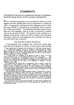 Judgments: Fraud as a Basis for Relief in Federal Courts