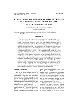 evaluation of the microbial quality of the river nile waters at damietta