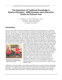 The Importance of Traditional Knowledge in Science Education