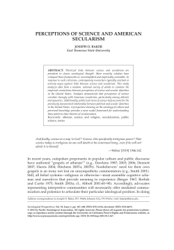 PERCEPTIONS OF SCIENCE AND AMERICAN SECULARISM